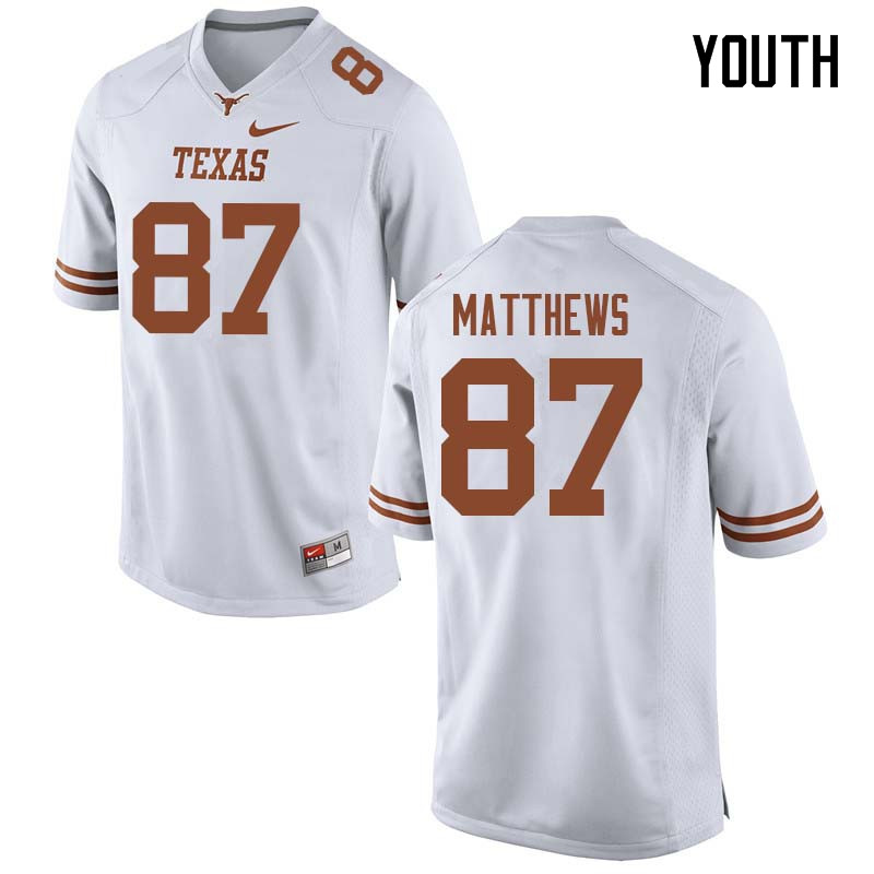 Youth #87 Joshua Matthews Texas Longhorns College Football Jerseys Sale-White